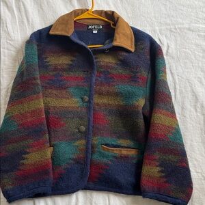 JOFELD Vintage Wool Blend Jacket w/ Suede Collar